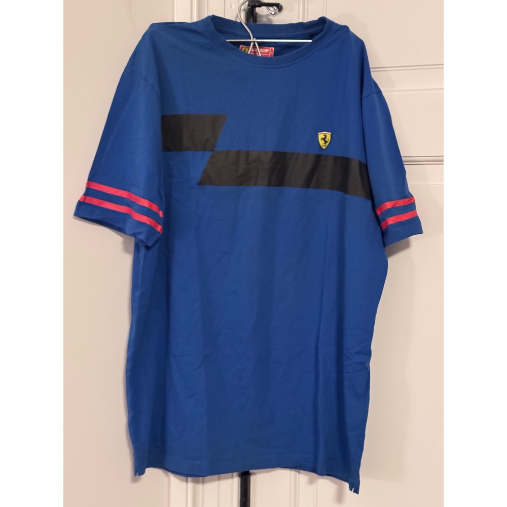 Scuderia Ferrari Blue Graphic T-Shirt XL Short Sleeve Cotton Racing Tee